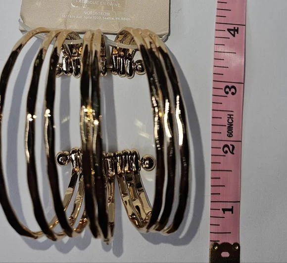 14th & Union Gold-Tone Hammered Cuff Bracelet, 2.5" Wide, NWT - Picture 5 of 7